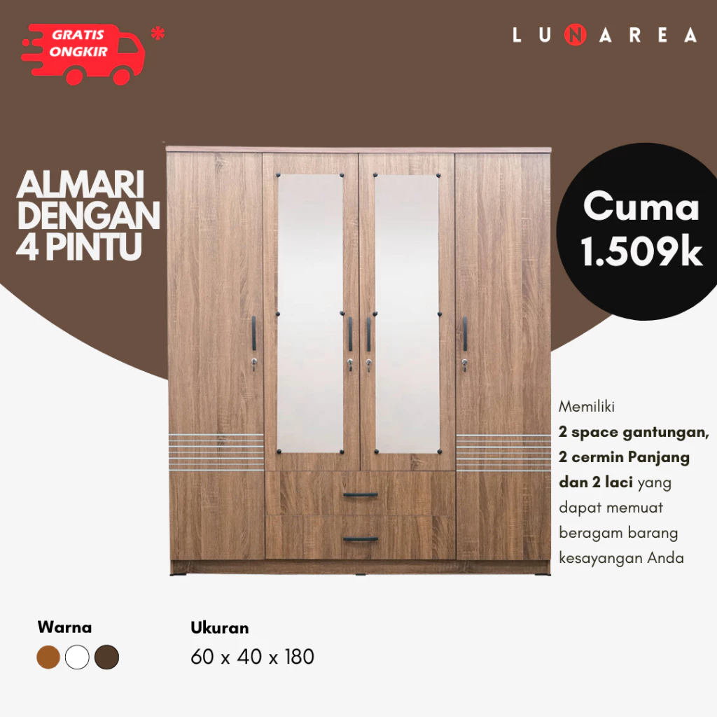 Lemari Pakaian Dewasa Lunarea ALD 8115 L Blink